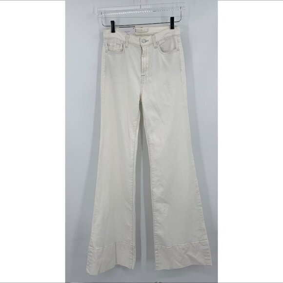 7FAMK Modern Dojo trouser flare jeans cream pants Sunset Boulevard women new 26 - Picture 2 of 6